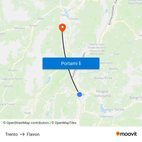 Trento to Flavon map