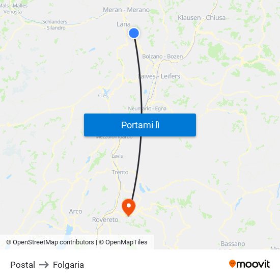 Postal to Folgaria map