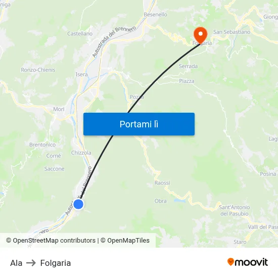 Ala to Folgaria map
