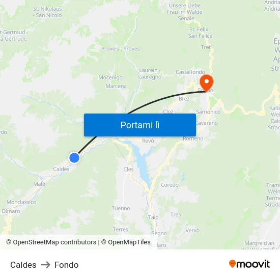 Caldes to Fondo map