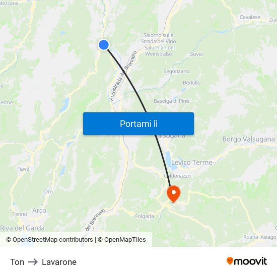 Ton to Lavarone map