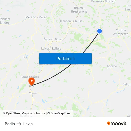 Badia to Lavis map