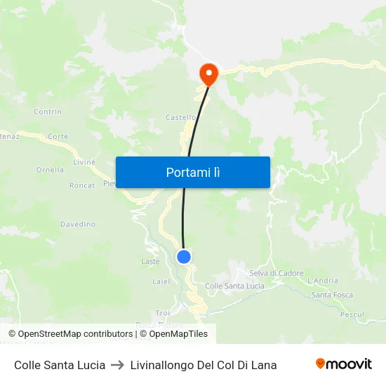 Colle Santa Lucia to Livinallongo Del Col Di Lana map