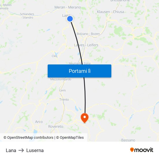 Lana to Luserna map