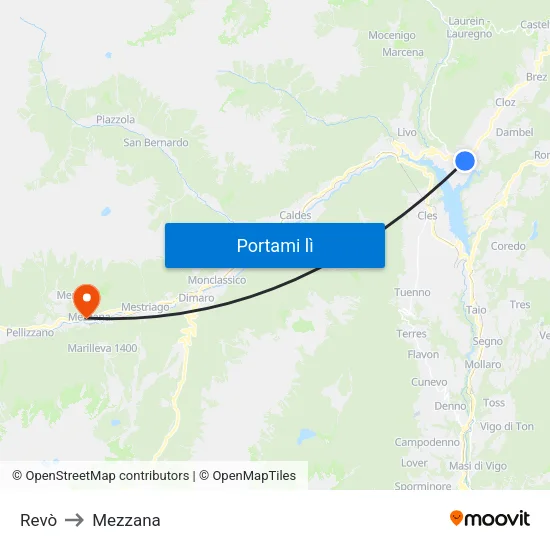 Revò to Mezzana map