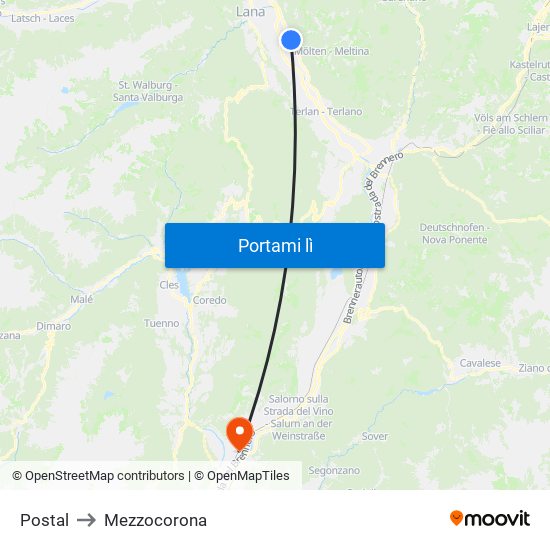 Postal to Mezzocorona map