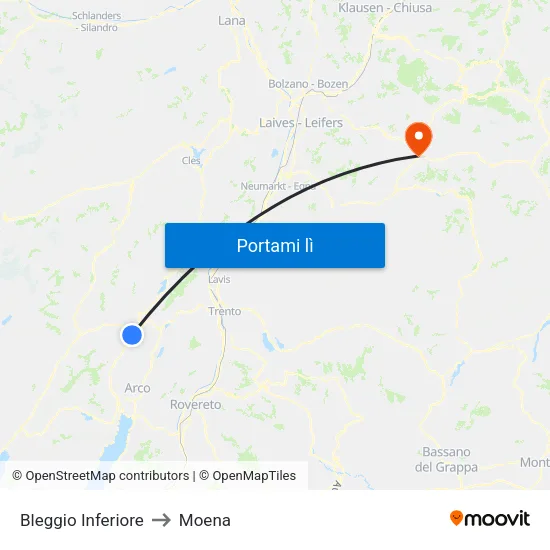 Bleggio Inferiore to Moena map