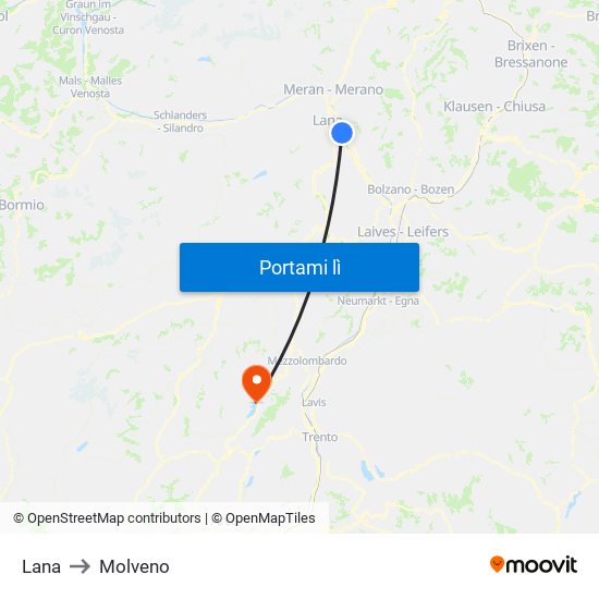 Lana to Molveno map