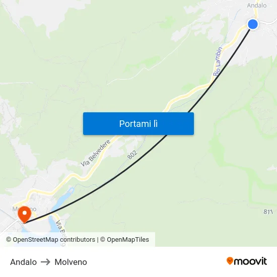Andalo to Molveno map