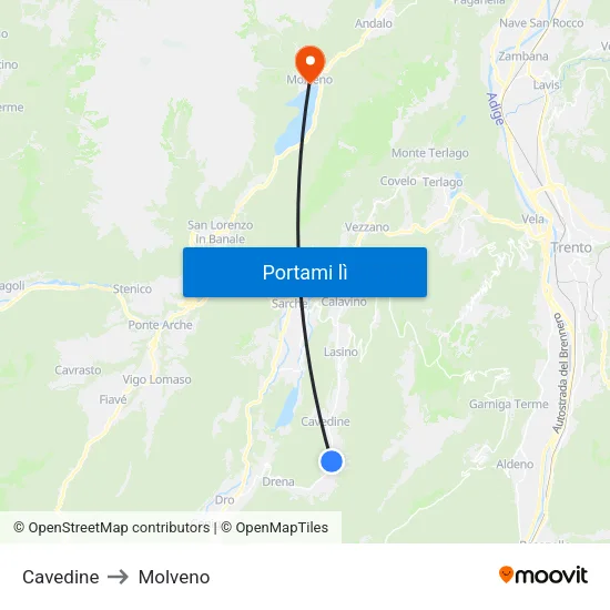 Cavedine to Molveno map