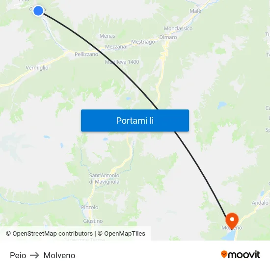Peio to Molveno map