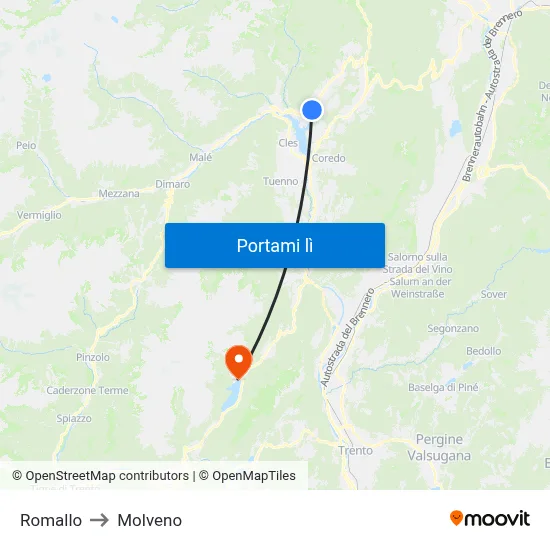 Romallo to Molveno map
