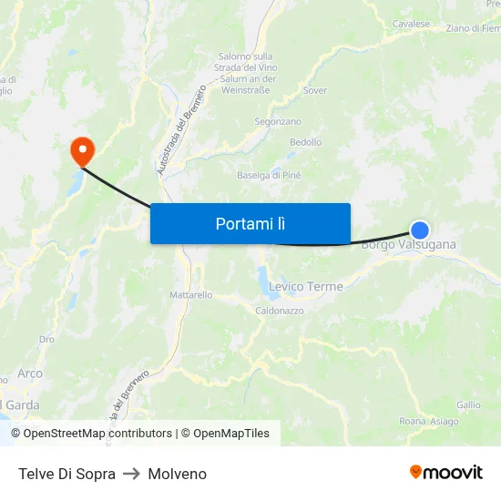 Telve Di Sopra to Molveno map