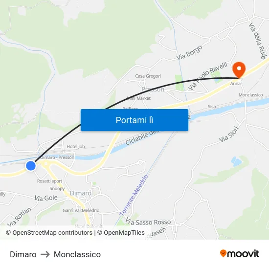 Dimaro to Monclassico map
