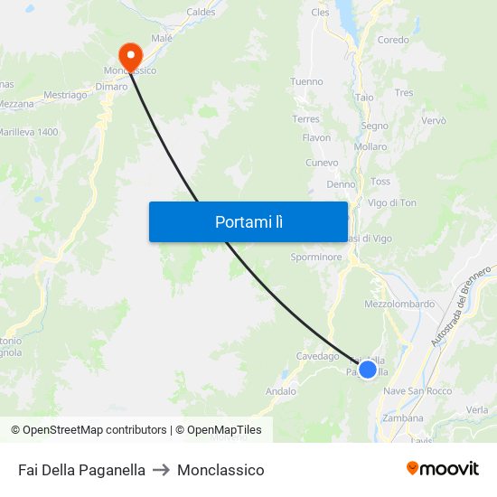 Fai Della Paganella to Monclassico map