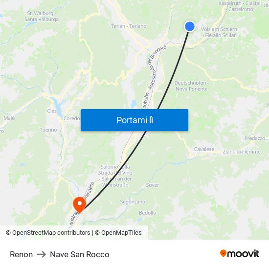 Renon to Nave San Rocco map