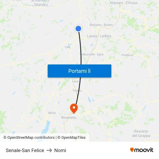 Senale-San Felice to Nomi map