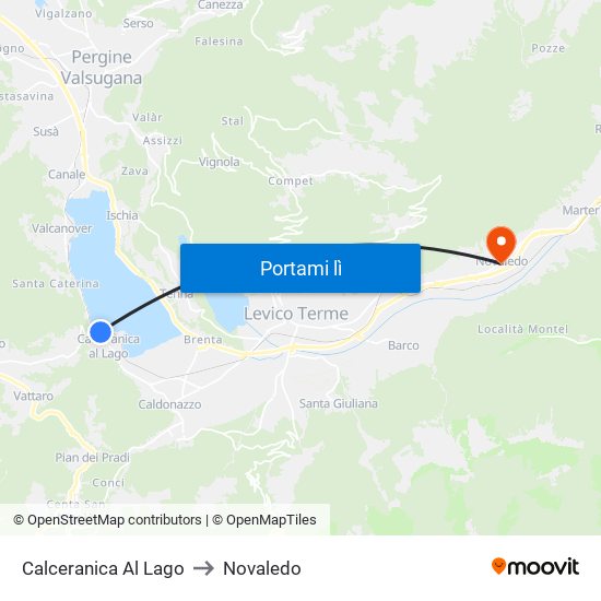 Calceranica Al Lago to Novaledo map