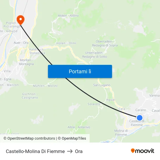 Castello-Molina Di Fiemme to Ora map