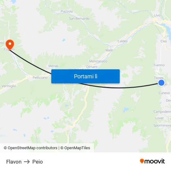 Flavon to Peio map