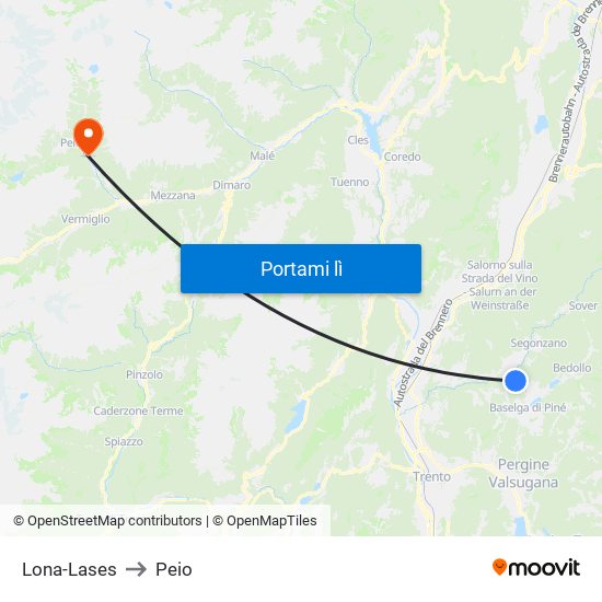 Lona-Lases to Peio map