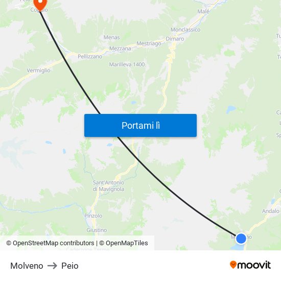Molveno to Peio map