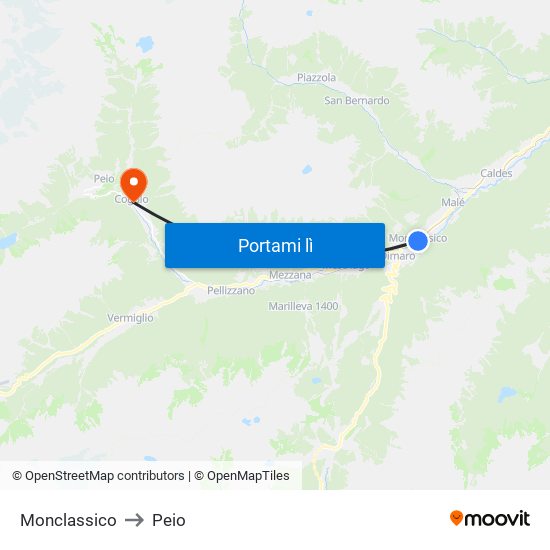 Monclassico to Peio map