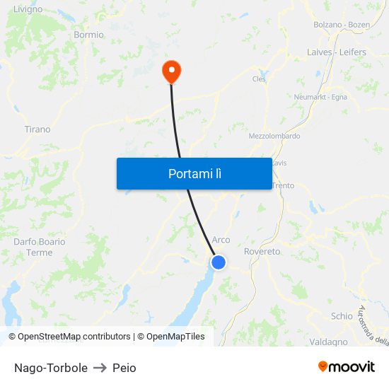 Nago-Torbole to Peio map