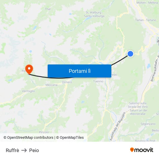 Ruffrè to Peio map