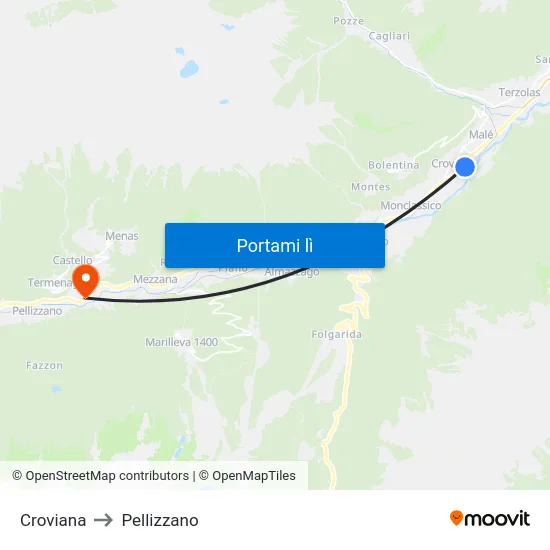 Croviana to Pellizzano map