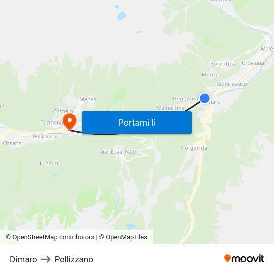 Dimaro to Pellizzano map