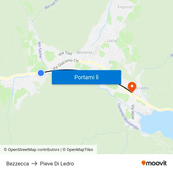Bezzecca to Pieve Di Ledro map