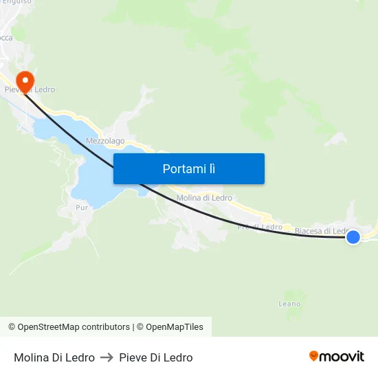 Molina Di Ledro to Pieve Di Ledro map