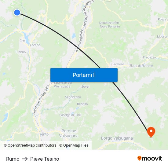 Rumo to Pieve Tesino map