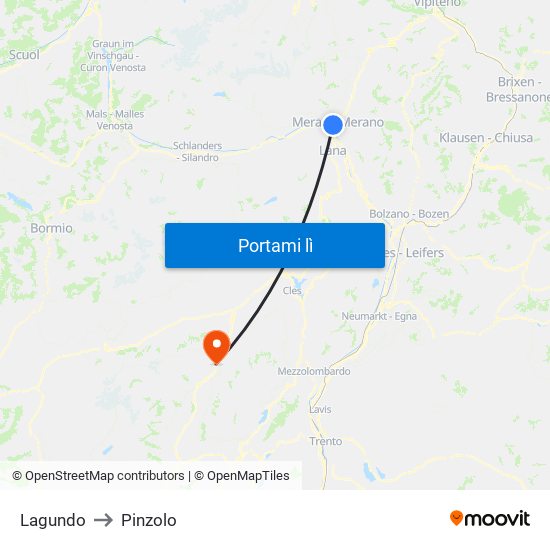 Lagundo to Pinzolo map