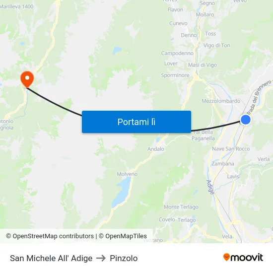 San Michele All' Adige to Pinzolo map