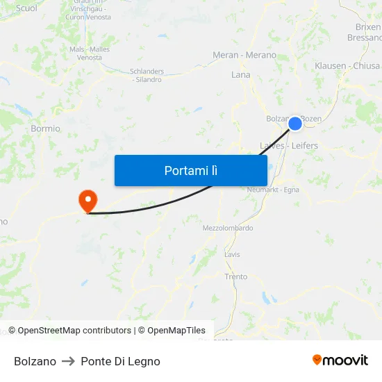 Bolzano to Ponte Di Legno map