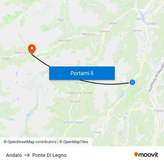 Andalo to Ponte Di Legno map