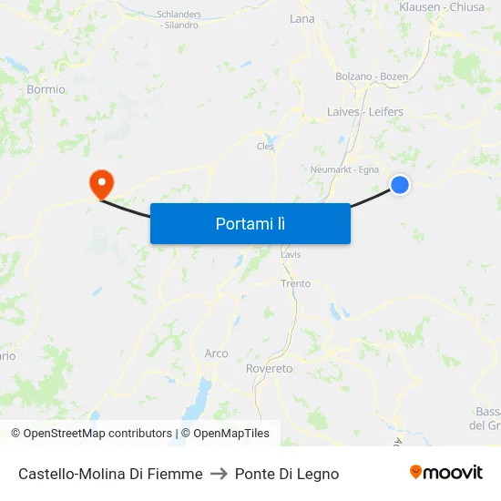 Castello-Molina Di Fiemme to Ponte Di Legno map
