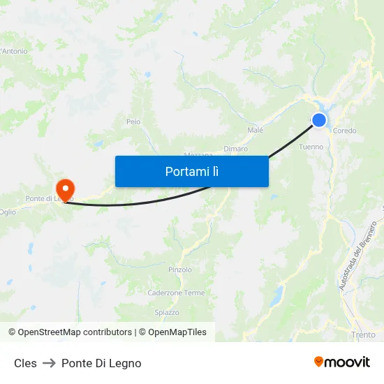 Cles to Ponte Di Legno map