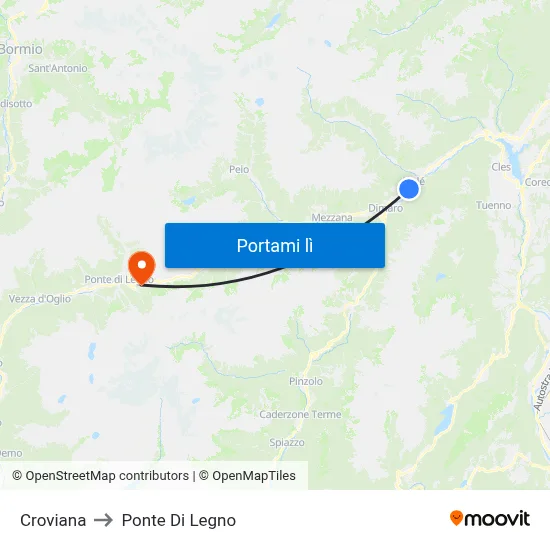 Croviana to Ponte Di Legno map