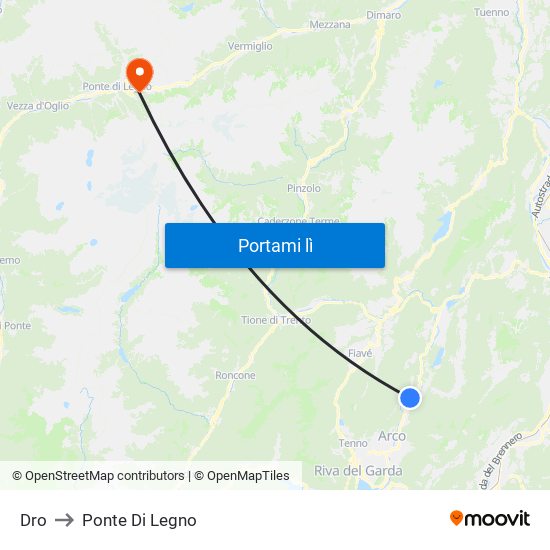 Dro to Ponte Di Legno map