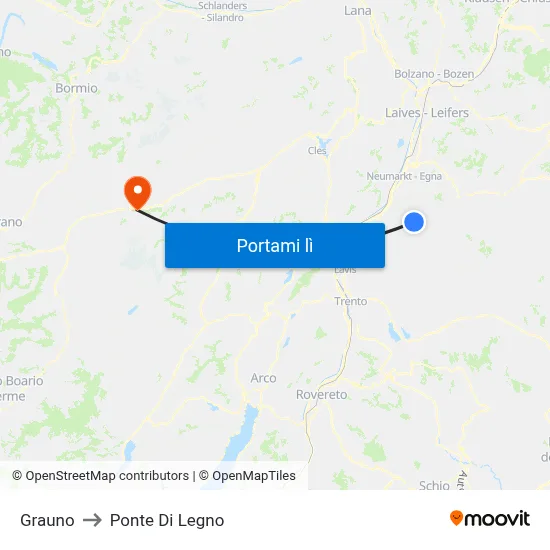 Grauno to Ponte Di Legno map