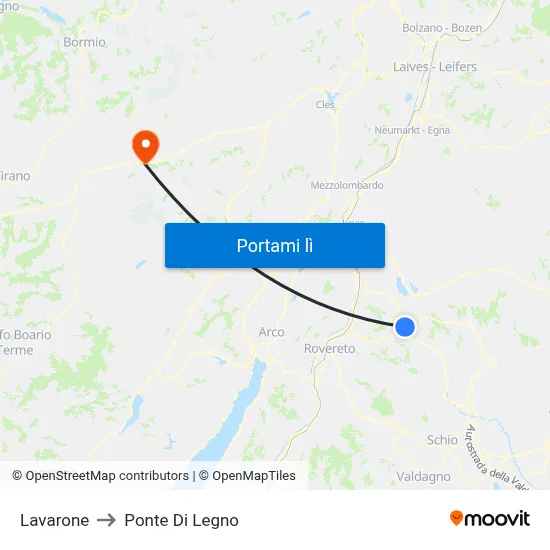 Lavarone to Ponte Di Legno map