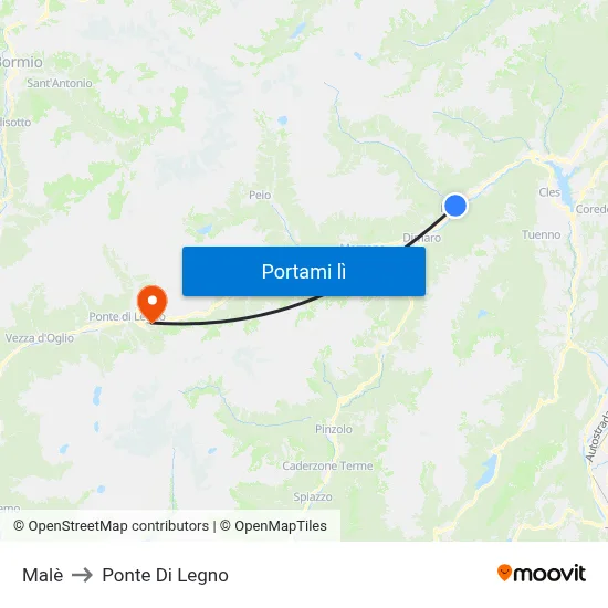 Malè to Ponte Di Legno map
