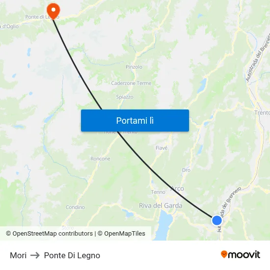 Mori to Ponte Di Legno map