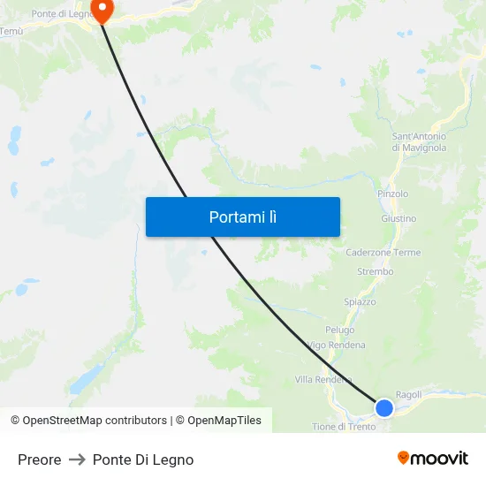 Preore to Ponte Di Legno map