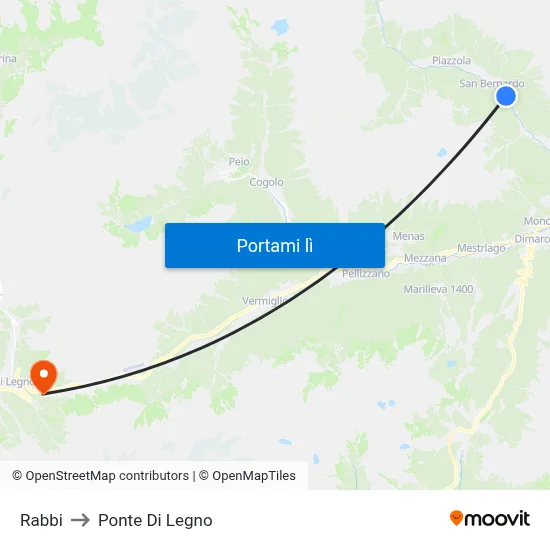 Rabbi to Ponte Di Legno map