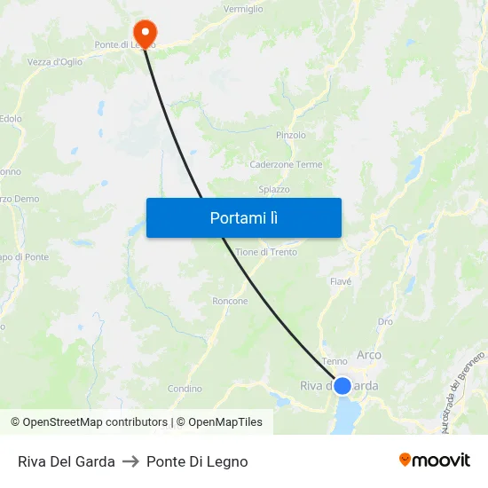 Riva Del Garda to Ponte Di Legno map