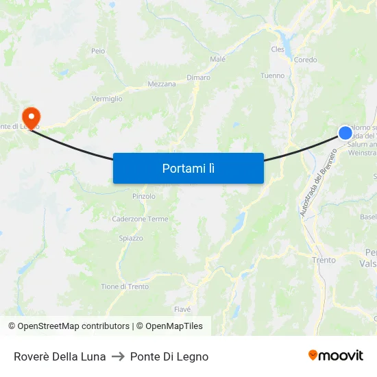 Roverè Della Luna to Ponte Di Legno map